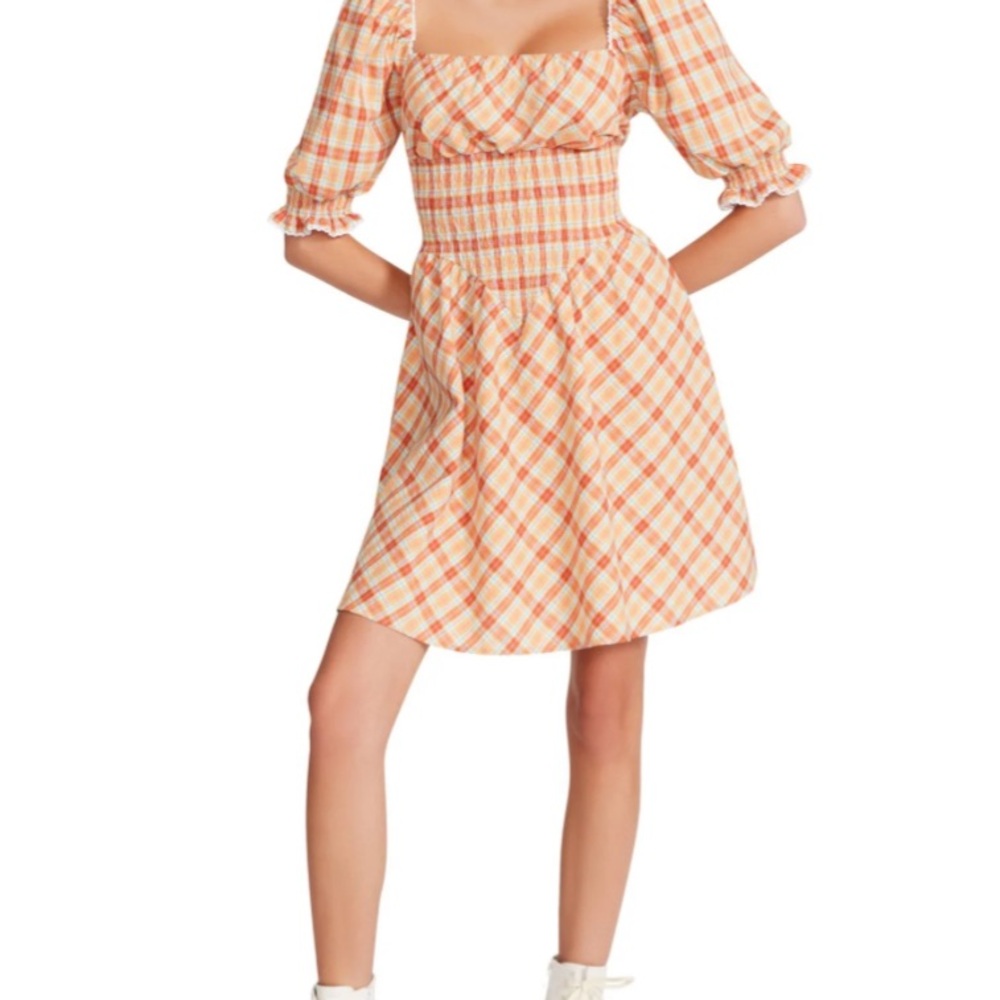 Betsey Johnson Women's Orange and Blue Dress - Size Small NWT